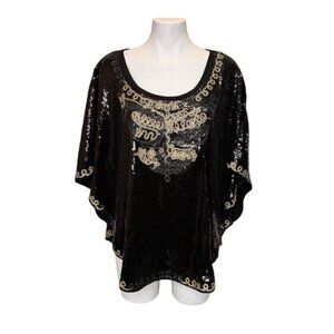 Vintage Investments Sequin Poncho Blouse Size XL